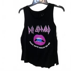 Def Leppard Black Pour Some Sugar On Me Black Graphic Tank Top Women's Large